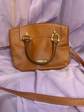 London Fog Tan Crossbody Bag with Gold Hardware